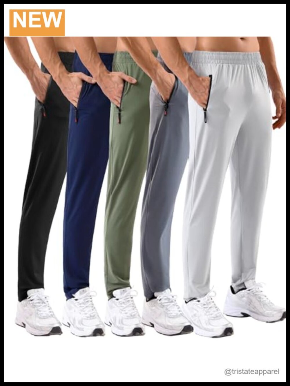 Men's Sweatpants 5 Pack with Zipper Pockets Lightweight 4-Way Stretch Athletic